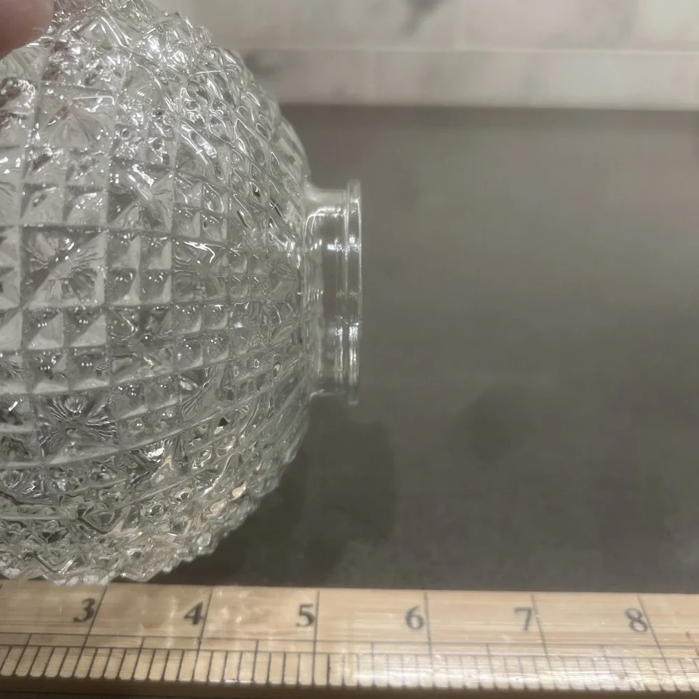 Vintage Crystal Light Globe Cover Clear Diamond Point Cut Glass 2